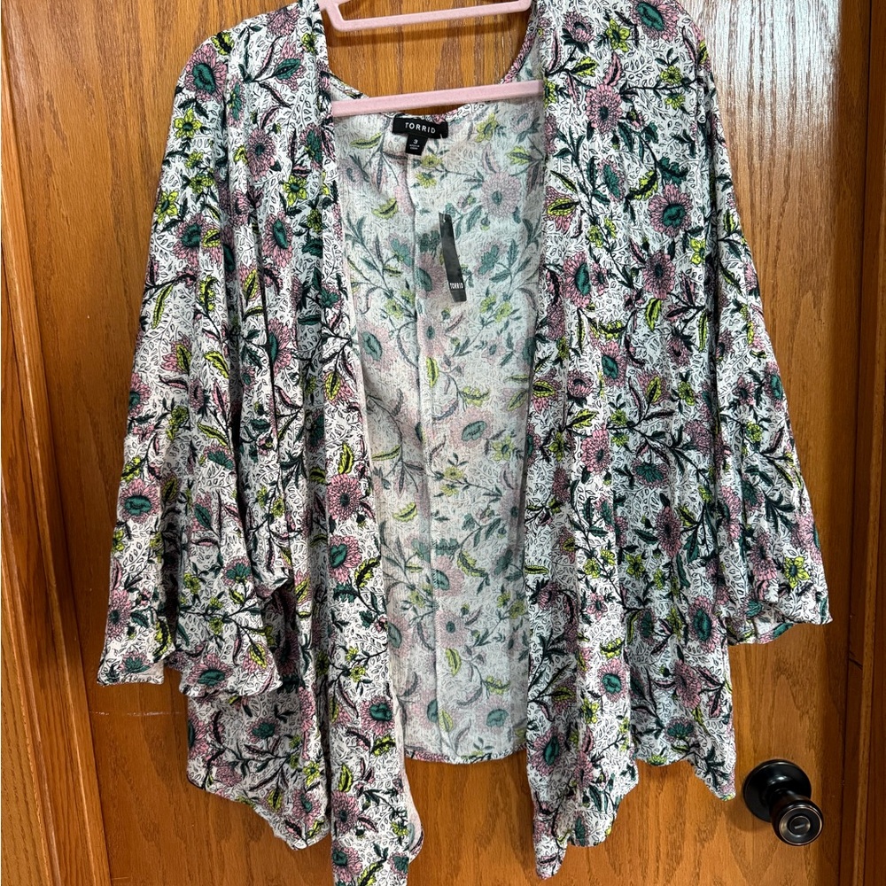 Torrid Multicolor Floral Cardigan